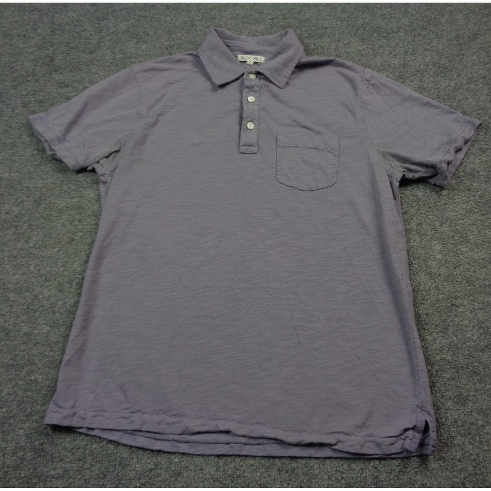 Alex Mill Polo Shirt Mens M Lavender Slub Cotton Golfer Casual Preppy Pocket